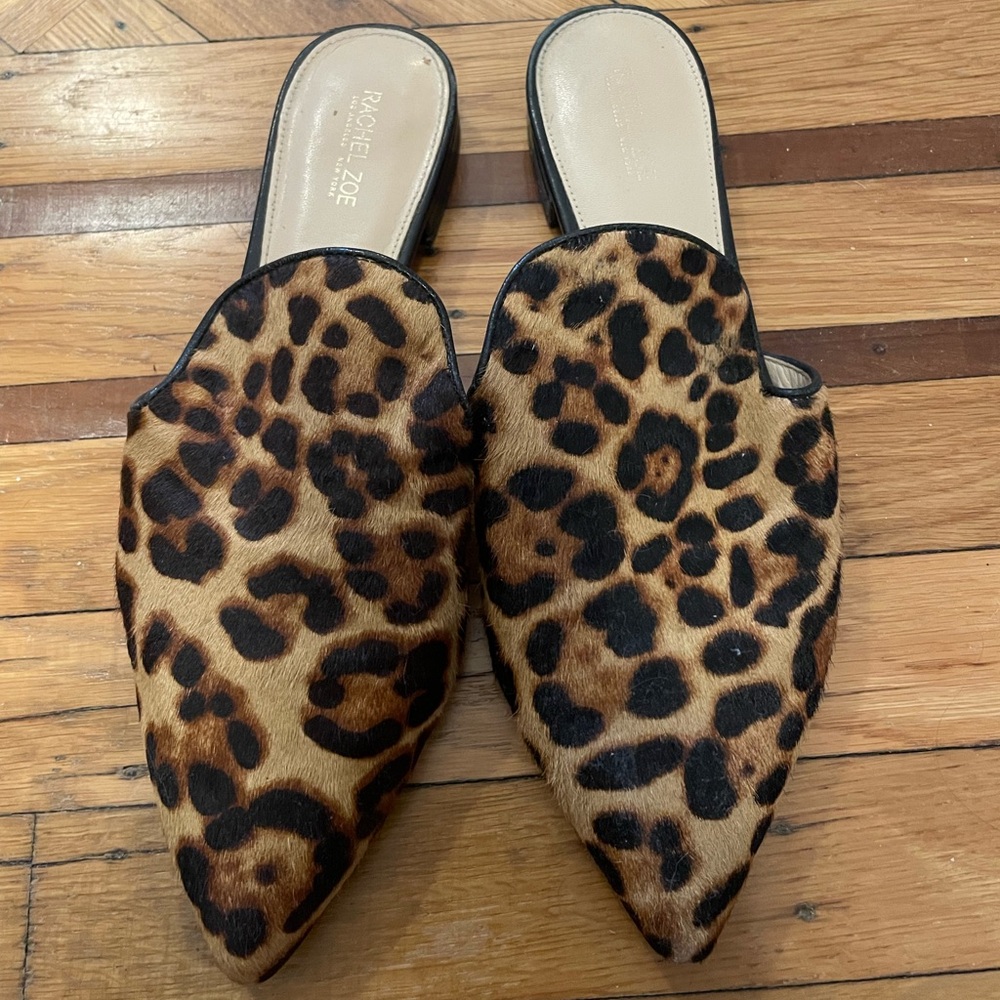 Rachel Zoe Leopard Print haircalf Women's Mules